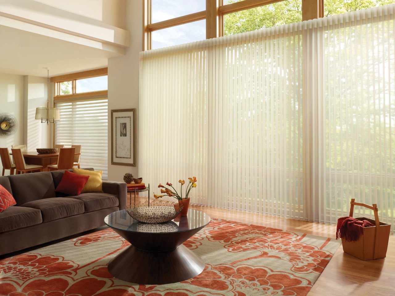 Hunter Douglas Luminette® Sheer Panels decorating a modern home near Bainbridge Island, WA